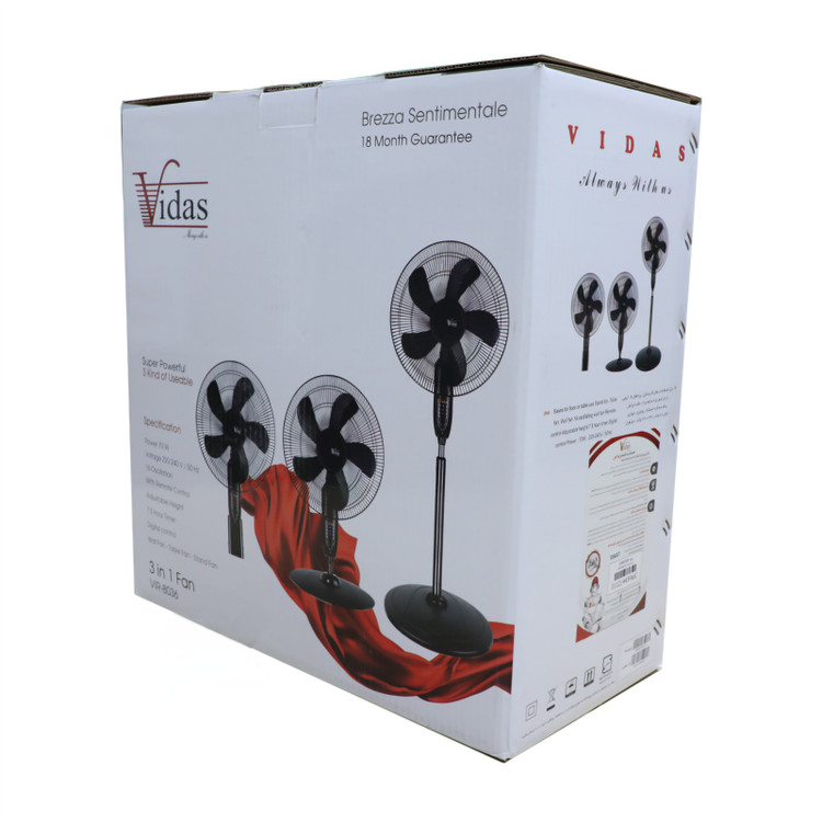 پنکه ویداس مدل vir-8036 سه حالته ایستاده،رومیزی و دیواری پنل دیجیتال 70 وات مجهز به ریموت کنترل از راه دور